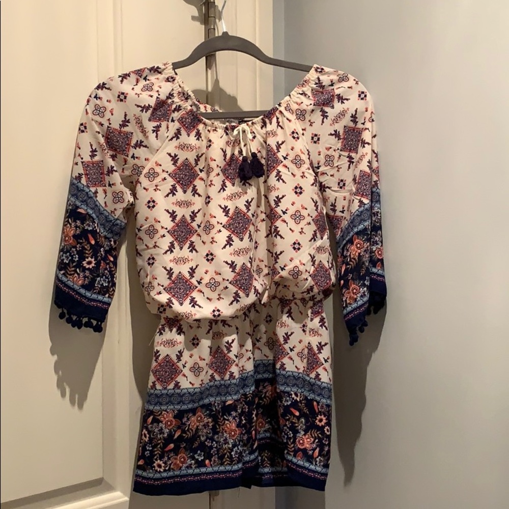 Michelle Girls pink navy and white romper